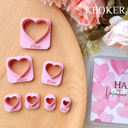 Keoker Heart Clay Cutter, Valentines Polymer Clay Cutters for Earrings Making, Heart Shape Polymer Clay Cutter, 7 Size Polymer Clay Cutters Hearts...