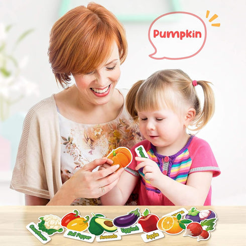 90 Felt Pieces Fruit Vegetable Felt Flannel Board Pieces Learning Fruit Vegetable with Name, Cute Educational Learning Toys Kids Interactive Story...