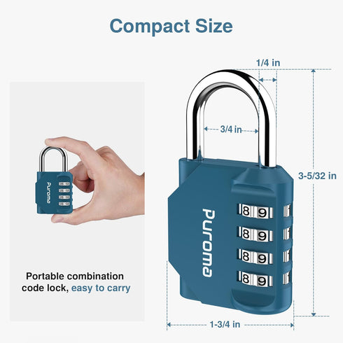 Puroma 2 Pack Combination Lock 4 Digit Locker Lock Outdoor Waterproof Padlock for School Gym Locker, Sports Locker, Fence, Toolbox, Gate, Case, Ha...