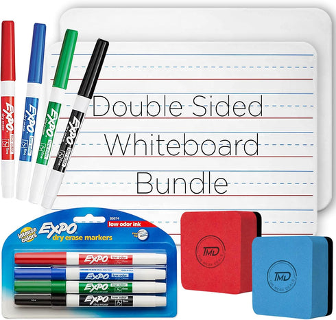 Dry Erase Board for Kids and Dry Erase Markers Set, 2 Small Dry Erase Boards, White board 4 Dry Erase Markers Fine Tip and 2 Mini Dry Erase Eraser...