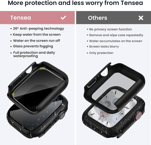 Tensea for Waterproof Apple Watch Screen Protector Case SE2 Series SE 6 5 4 44mm Accessories, iWatch Protective PC Face Cover Built-in Tempered Gl...