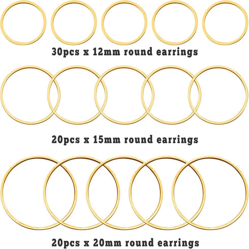 70pcs Earrings Beading Hoop for Jewelry Making, Earrings Findings Hoops Earring Circle Accessories Open Bezel Pendant Frame for DIY Craft,Earring ...