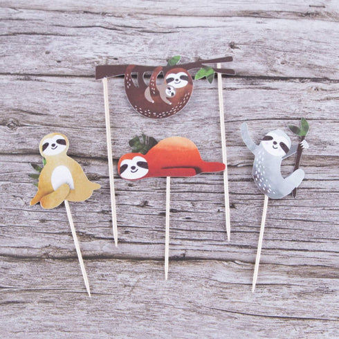 Toyvian Sloth Cake Topper Set Creative Cute Decor Cake Insert Card for Birthday Party Festival - 4pcs...