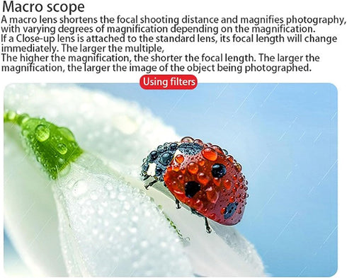 Macro Lens for Osmo Pocket 3, Magnetic Optical Glass HD Coating Lens Filter with 2 to 2.5CM Focusing Distance, 10X Magnification Protective Lens A...