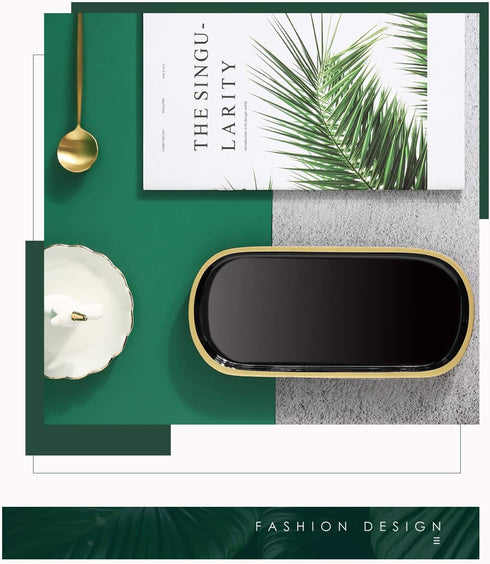 Jewelry Organizer Oval Resin Tray, Bathroom Kitchen Dresser Vanity Tray Jewelry Dish Ring Holder Cosmetic Organizer for Candle Perfume Soap Shampo...