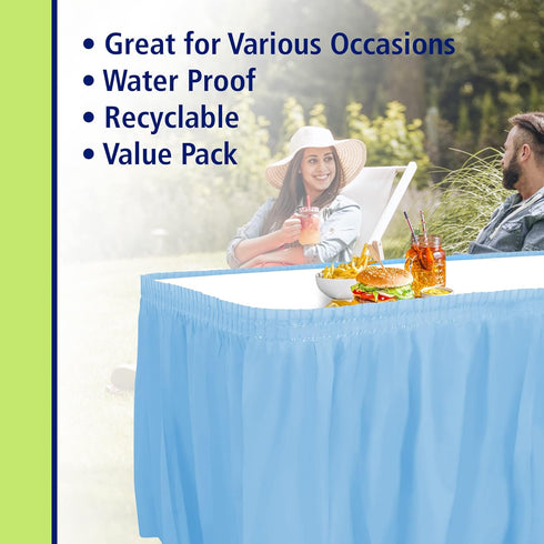 Party Dimensions Plastic Table Skirt, 29-Inches by 14-Feet - Light Blue - 1 Pack...