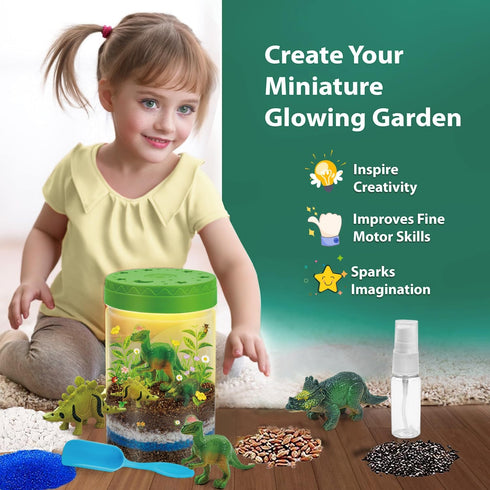 Light-Up Dinosaurs Terrarium Kit for Kids, Glow in Dark Dinosaur Toys for Boys Educational, Science Kit for Kids Ages 4 5 6 7 8-12 Year Old, STEM ...