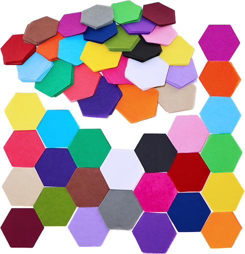 Exquiss 2400pcs Precut Hexagon Tissue Paper 2.4 x 2.2 Inch for Art Craft Tissue Paper Decorative Art Rainbow Kids DIY Handcraft Wall Art...