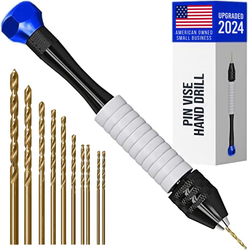 Pin Vise Hand Drill for Jewelry Making - Craft911 Manual Craft Drill Sharp HSS Micro Mini Twist Drill Bits Set, Small Rotary Tools for Wood, Plast...