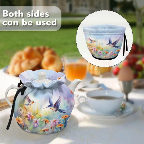 Floral Hummingbird Tea Pot Cosy Cotton Tea Cozy for Teapot Cover Insulated Tea Pots Keep Warm Both Replacement Kettle Cover Dust Cover Breakfast W...