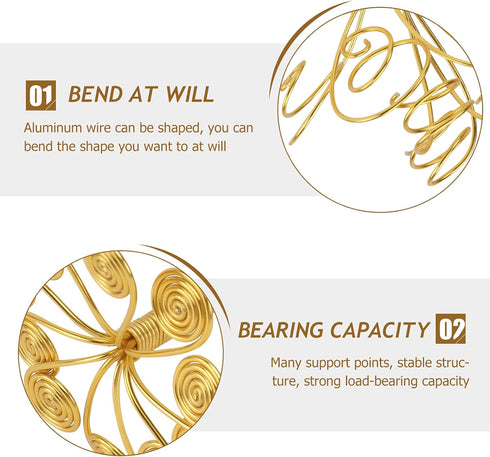 Cabilock Display Frame Air Plant Holder Stand Aluminum Tree Shaped Plant Display Rack Metal Plant Stand Planter Shelf Flower Pot Container Golden ...