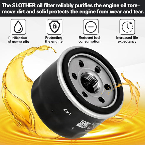 Oil Filter Replacement for Yamaha Raptor 660R YFM660R Grizzly YFM700 YFM700F Kodiak YFM700K Vstar 1300 XVS1300 2007-2012 Kymco MXU 700i Kymco Xcit...