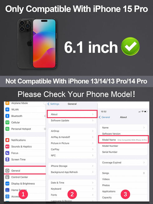 Compatible for iPhone 15 Pro Screen Protector 6.1 inch, Anti Blue Light HD Tempered Glass Screen Protector Easy Installation, Case Friendly, 2 Pac...