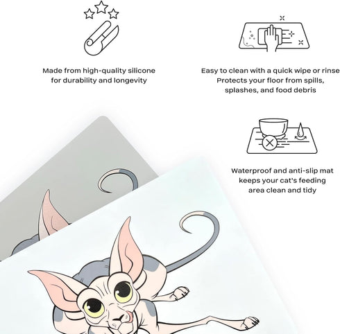 Silicone Cat Serving Mat – Waterproof and Anti-Slip, Ideal for Cat Bowls, 18 * 13" (White)...