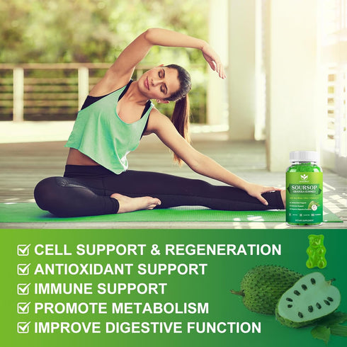 Soursop Graviola Gummies - 1800mg Soursop Leaves Extract Gummies with 200mg Sea Moss Extract for Antioxidant, Cell Support & Regeneration, Immune ...