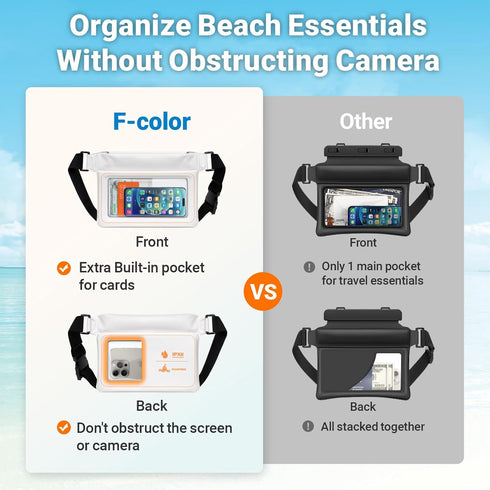F-color Waterproof Fanny Pack Floating - Waterproof Waist Pack with 35oz Buoyancy - Cruise Essentials Must Haves Fanny Pack Waterproof Keeps Phone...