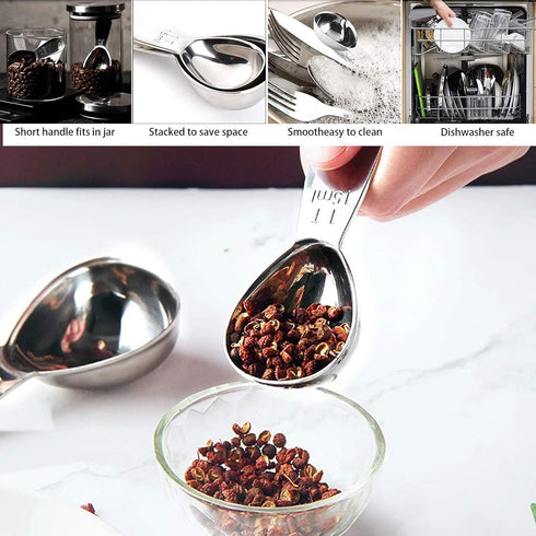 coffee scoop 3-piece set Stainless steel tablespoon measure spoon, Coffee scoop 1 tablespoon(15 ml, silver) Suitable for ground coffee, Milk, Powd...
