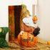 Topadorn Fall Garden Gnome Figurine Sitting on Pumpkin Statue Autumn Harvest Garden Gnomes Statue Figurine for Patio Yard Lawn Porch Decoration?Ha...