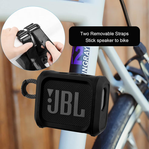 TXesign Silicone Case Cover for JBL Go 3 Portable Speaker with Removable Strap for Bike Golf Cart Travel Carrying Case Protective Sleeve Speaker C...