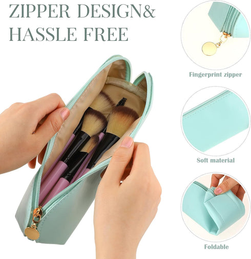 Travel Makeup Brush Holder, Portable Travel Cosmetic Brush Bag with Zipper, Makeup Brush Bag Pouch Travel Case Small Makeup Bag for Travel Outdoor...