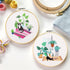 Santune 4pcs Embroidery Kit with Cat and Plant Patterns, Instructions for Beginners Cross Stitch Kits for Adults,2 Embroidery Hoops,Color Threads ...