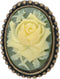 Alilang Antique Golden Tone Vintage Green Cameo White Floral Rose Brooch Pin...