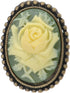 Alilang Antique Golden Tone Vintage Green Cameo White Floral Rose Brooch Pin...