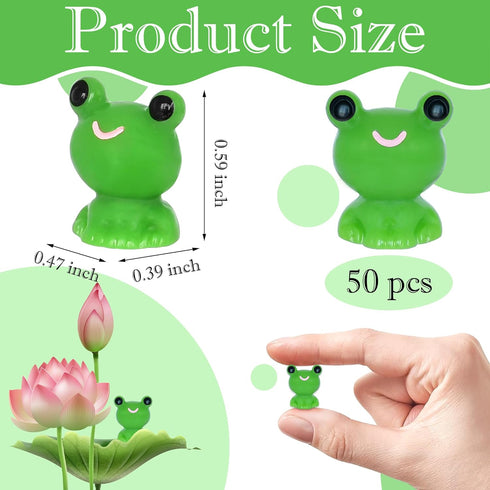 50 PCS Tiny Frog Mini Resin Frogs Miniature Plastic Green Frog Figures for Craft, Garden Decor, Home Decorations(Green S2)...