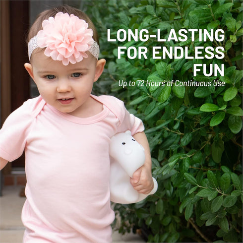 Lumipets Remote Control Silicone Night Light for Kids - Hippo Design with 9 Soft Colors & Sleep Timer - Rechargeable, Battery-Operated Lamp for Be...