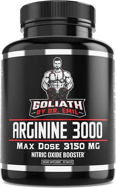 Dr. Emil - L Arginine (3150mg) Highest Capsule Dose - Nitric Oxide Supplement for Vascularity, Endurance and Heart Health (AAKG and HCL) - 90 Tabl...