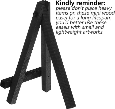 12 Pieces 5 Inch Mini Wood Display Easel, Holder for Small Canvases, Cards, Photos, Notices, etc. (Black)...