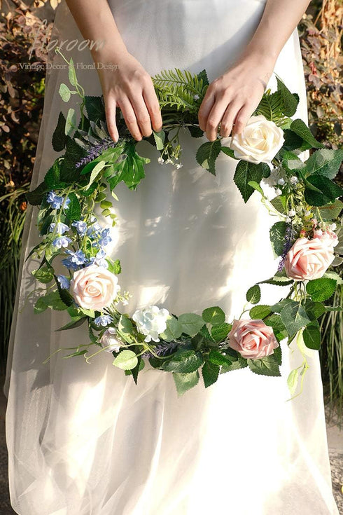 Floroom Artificial Flowers 25pcs Real Looking Shimmer Blush and Peach Foam Fake Roses with Stems for DIY Wedding Bouquets Bridal Shower Centerpiec...