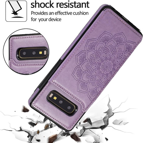 NKECXKJ Design for Samsung Galaxy S10E Case with Tempered Glass Screen Protector Credit Card Holder Slot, PU Leather Wallet Phone Cases Stand Kick...