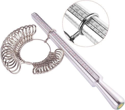 Ring Mandrel Sizer Finger Sizing Measuring Stick - Ring Sizer Guage 27 Pcs Metal Circle Models Jewelry Tool...
