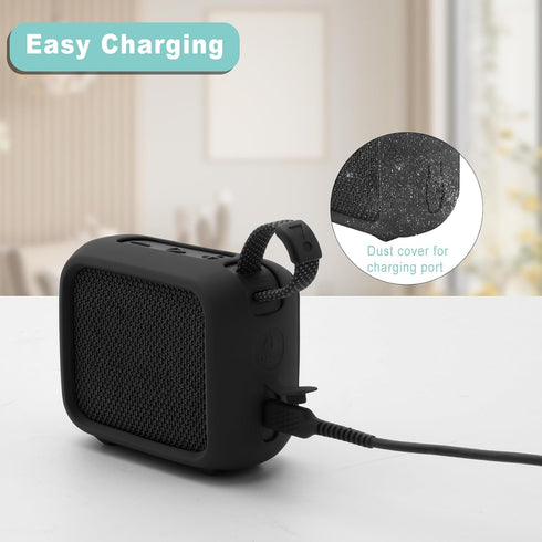 TXEsign Silicone Case for JBL Go 4, Go 4 Protective Cover, Travel Carrying Pouch w Anti-Dust Charging Cover Speaker Mount Strap (Black)...