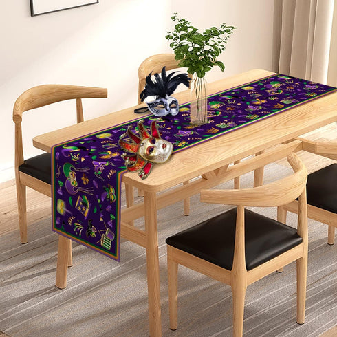 Pudodo Mardi Gras Table Runner Carnival Mask Fleur De Lis Tablecloth New Orleans Masquerade Party Kitchen Dining Home Decoration (13" x 72")...