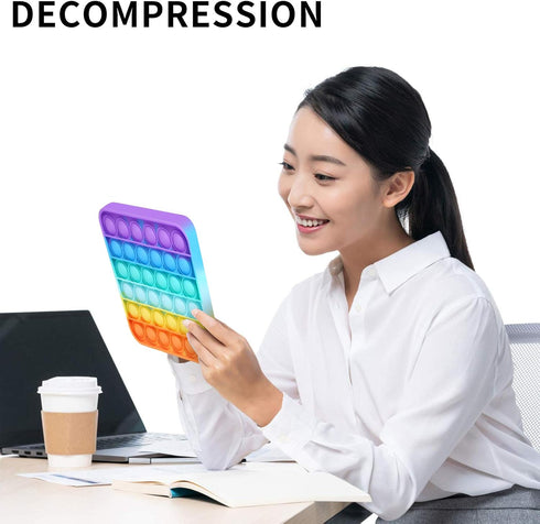 2 Packs Pop Fidget Sensory Toys, Autism Special Needs Stress Relief Silicone Pressure Relieving Toys, Round and Square Squeeze Toys for Kids Child...