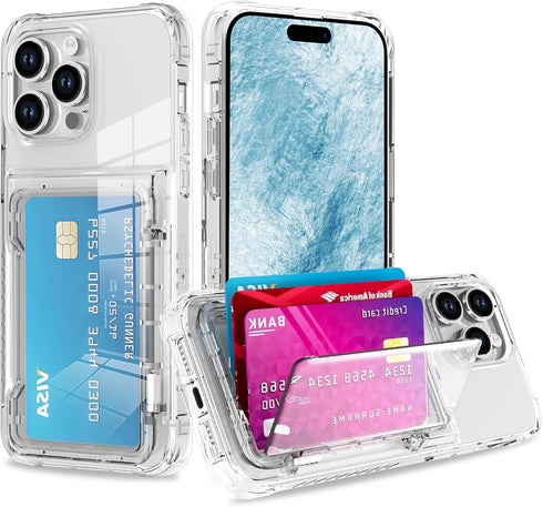 Wallet Case for iPhone 15 Pro with 3-4 Credit Card Holder Slot Shockproof Hybrid Heavy Duty Protection Clear Phone Cover Compatible with 15 Pro 6....