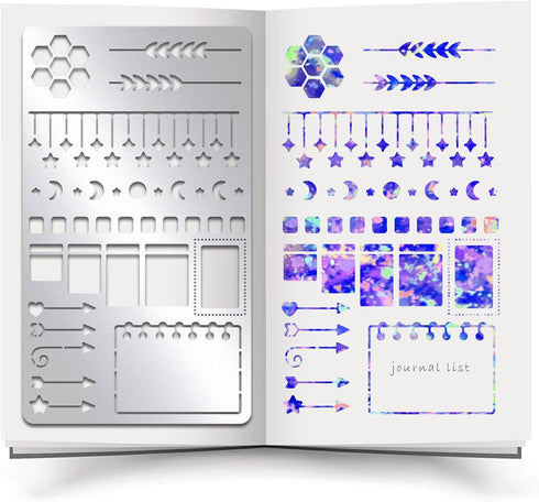 Bookmark Metal Stencils Calendar Stainless Steel Stencil Stars Arrowheads Drawing Painting Stencils Journal Planner Stencils for Diary Wood Carvin...
