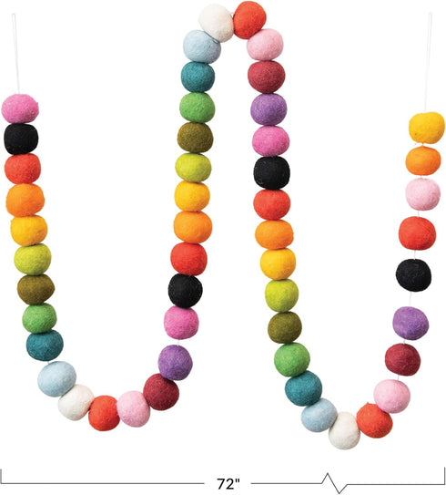 Creative Co-Op Wool Felt Ball Garland, Multi Color...