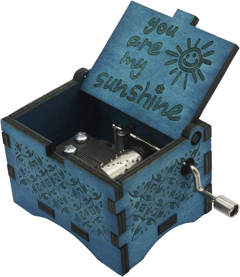 You are My Sunshine Wooden Music Boxes Laser Engraved Hand Crank Classical Wood Sunshine Musical Box Gifts for Birthday Christmas Valentine's Day ...