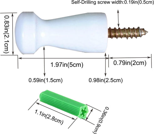6 Pieces Solid Wood Wall-Mount Robe Hook Coat Hook Towel Wall Hook Shaker Pegs with 6 Pieces Self-Drilling Screw,White...