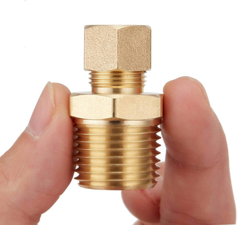 Litorange 2 Pack Metal Brass Compression Tube Pipe Fitting Connector, Straight Coupling Adapter, 3/8" Tube OD x 1/2" NPT Male?Pack of 2)...
