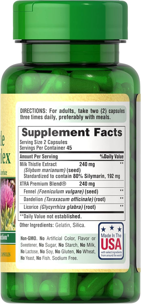Puritan's Pride Milk Thistle Liver Complex, Supports Healthy Liver Function, 90 Count, White...