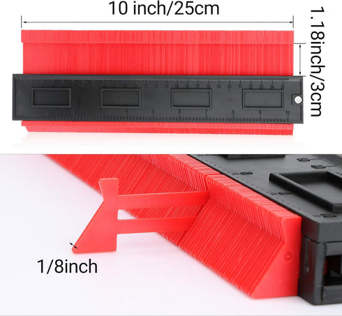 Contour Gauge Duplicator 10 Inch Profile Gauge Measure Ruler Contour Duplicator Plastic Irregular Ruled Deep Contour Copy Gauge for Precise Measur...
