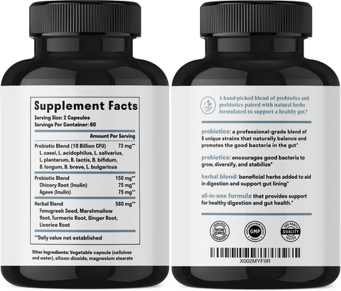 All-in-One Gut Health w/Probiotics, Prebiotics, Digestion-Supporting Herbs, and Adaptogens - Leaky Gut Repair Formula to Support Gut Lining, Aid i...