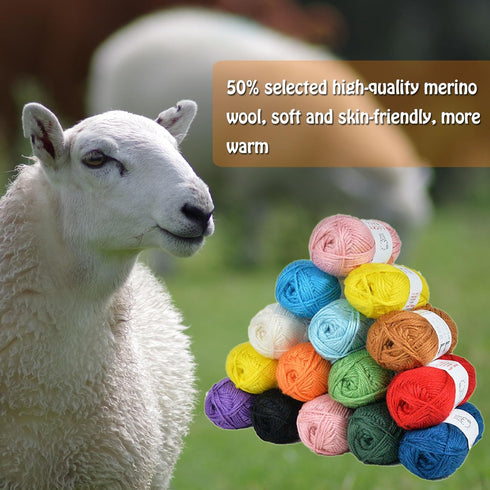 50% Wool Yarn for Crocheting,Thick Yarn for Crocheting,Crochet Yarn for Crocheting,Yarn for Crafts,Crochet Yarn for Sweater,Scarf,Hat(Dunhuang Blu...