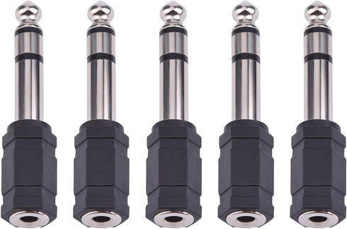 eBoot Headphone Adapter 6.35 mm Male to 3.5 mm Female Stereo Audio Earphone Jack Adapter, 5 Pieces, Black...