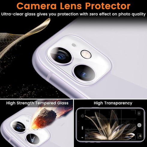 3+3 Pack Privacy Screen Protector for iPhone 11 6.1-Inch with 3 Pack Camera Lens Protector, Anti Spy Tempered Glass Film 9H Hardness Bubble Free C...