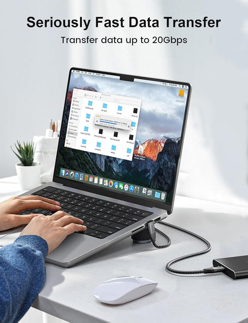 XAOSUN USB C to USB C Cable, 90 Degree USB C 3.2 Cable 20Gbps Data Transfer 4K Video Monitor Cable Right Angle 240W Fast Charging for Thunderbolt ...